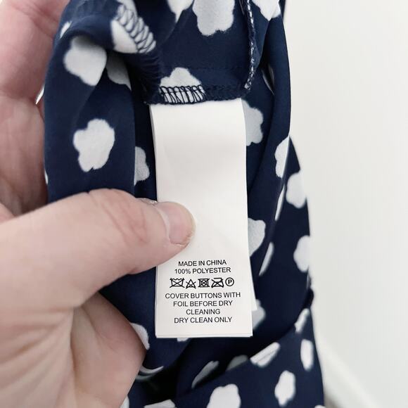 [Kate Spade] Navy California Dreaming Cloud Dot Sleeveless Shirtdress Midi Sz 0 - Picture 11 of 12